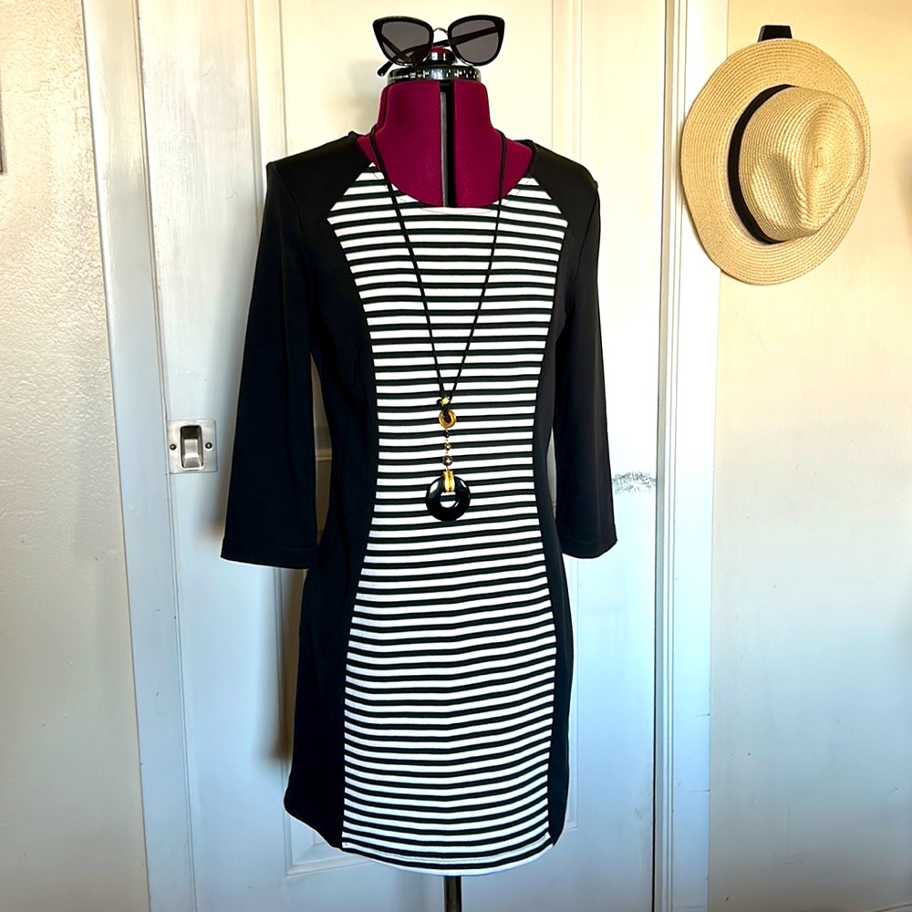 Marc New York by Andrew Marc Long-Sleeve strip print mini dress size Small